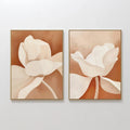 Original hand painted ivory cream floral oil painting canvas wall art set of 2, nordic scandinavian elegant luxury modern living room home decor