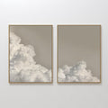 Original hand painted white cloud beige taupe oil painting set of 2 canvas wall art, nordic scandinavian minimalist elegant luxury modern living room