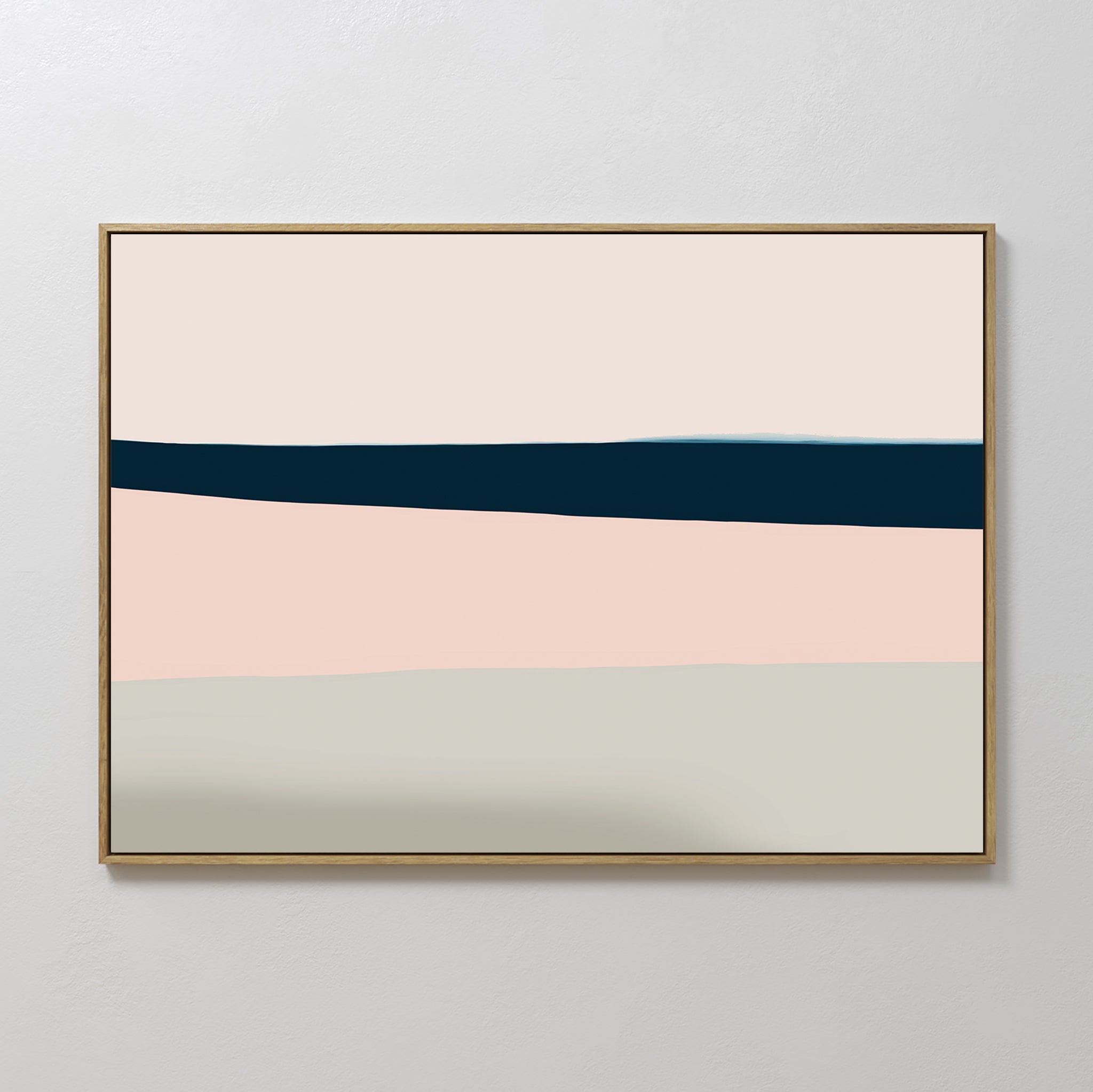 Hand painted original blush pink navy blue sage abstract coastal oil painting canvas wall art, nordic scandinavian elegant luxury modern interior home