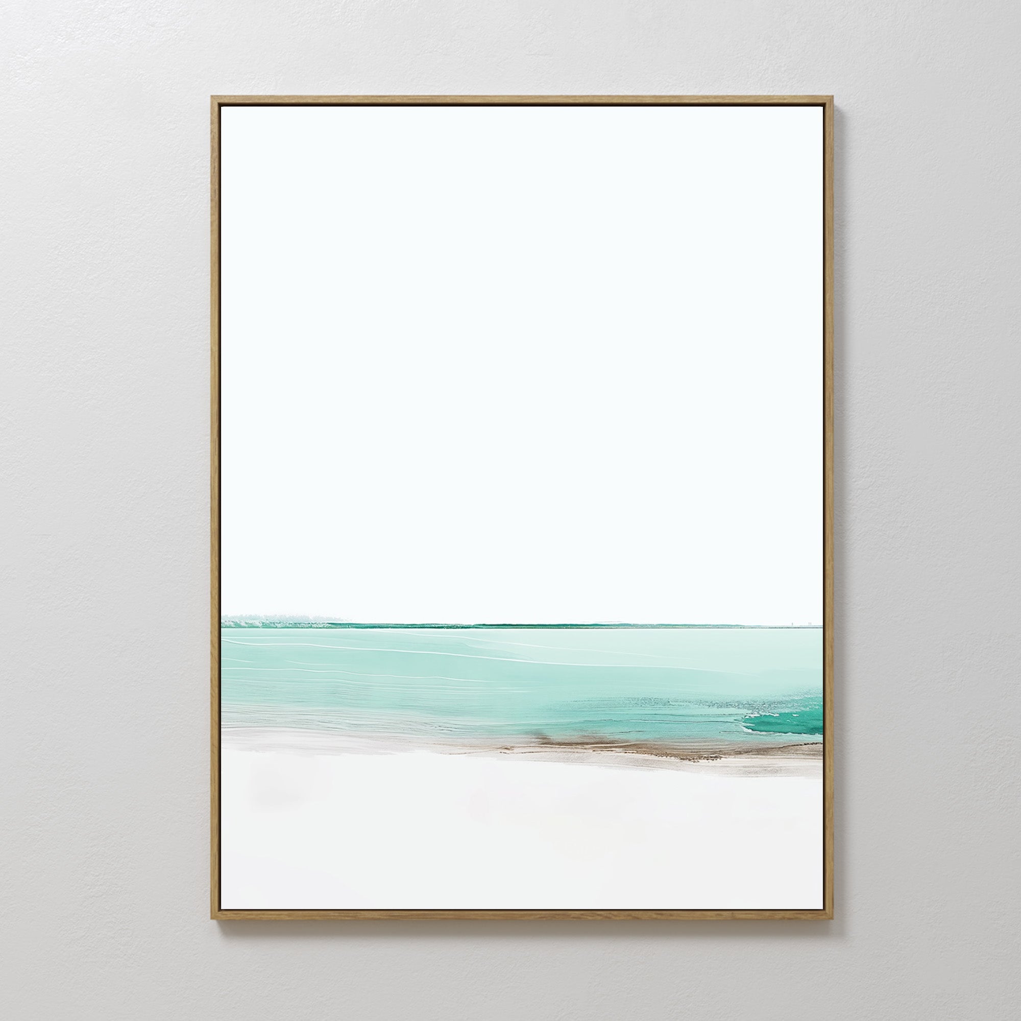 Original hand painted teal aqua white coastal seascape oil painting canvas wall art, nordic scandinavian minimalist elegant luxury modern home decor i