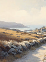 Golden Wander Coastal Painting Art - Set of 2