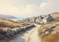 Golden Solitude Coastal Painting Art - Horizontal