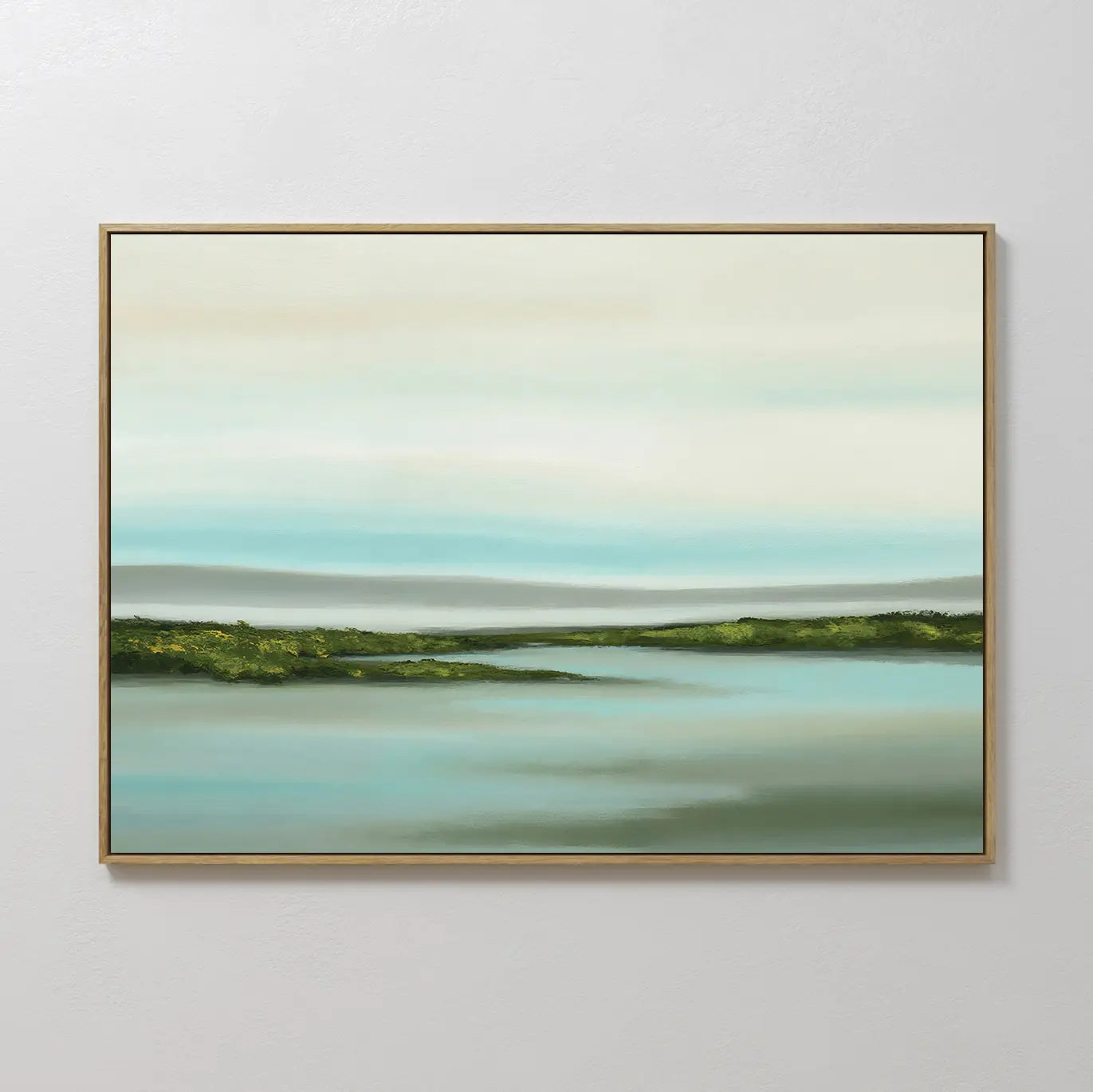 Teal Stillness Coastal Deep Painting Art - Horizontal