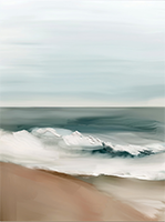 Mist Ebb Coastal Deep Painting Art - Vertical