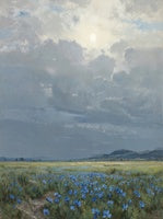 Slate Bloom Atmospheric Soft Painting Art - Vertical
