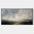 Original hand painted charcoal slate blue abstract landscape oil painting canvas wall art, nordic scandinavian elegant luxury minimalis