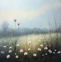 Mist Bloom Botanical Painting Art - Square
