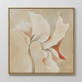 Original hand painted ivory cream abstract floral oil painting canvas wall art, terracotta accents, nordic scandinavian elegant luxury minimalist mode