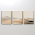 Original hand painted beige sand desert abstract landscape oil painting triptych canvas wall art, nordic scandinavian elegant luxury modern interior h