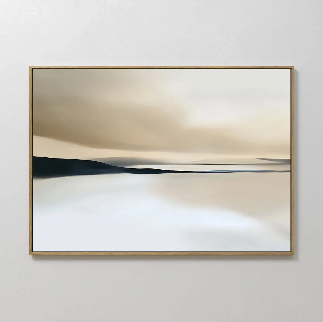 Original hand painted beige ivory navy abstract coastal landscape oil painting canvas wall art, nordic scandinavian elegant minimalist luxury modern h