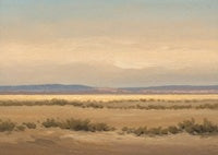 Ochre Stillness Atmospheric Painting Art - Horizontal