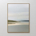 Original hand painted sage green slate blue coastal estuary oil painting canvas wall art, nordic scandinavian elegant minimalist luxury modern home de