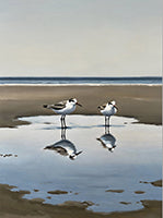 Slate Solitude Coastal Painting Art - Vertical