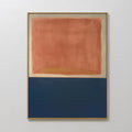 Original hand painted salmon pink navy blue color field abstract oil painting canvas wall art, nordic scandinavian elegant luxury modern living room h