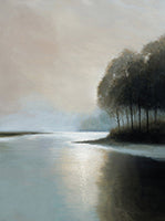 Mist Stillness Atmospheric Deep Painting Art - Vertical