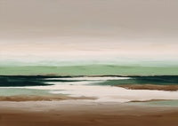 Sage Stillness Coastal Painting Art - Horizontal