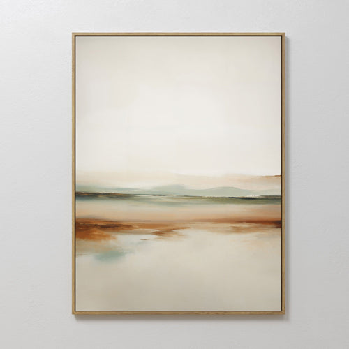 Original hand painted amber beige sage coastal landscape oil painting canvas wall art, nordic scandinavian minimalist elegant luxury modern home decor
