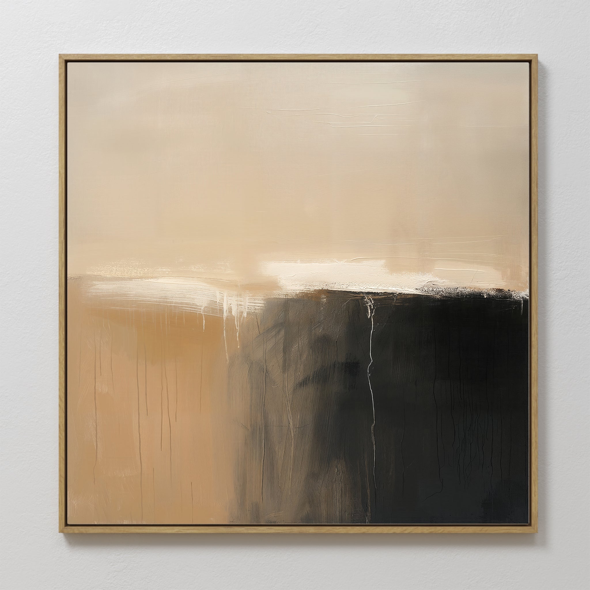 Original hand painted beige caramel black abstract oil painting canvas wall art, nordic scandinavian minimalist elegant luxury modern interior home de