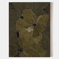 Original hand painted olive green abstract botanical floral oil painting canvas wall art, nordic scandinavian minimalist elegant luxury
