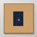 Hand painted original navy blue orange geometric golden ratio spiral oil painting canvas wall art, nordic scandinavian elegant luxury modern home deco