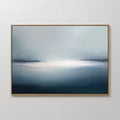Original hand painted teal navy blue misty seascape oil painting canvas wall art, nordic scandinavian elegant minimalist luxury modern coastal home de