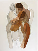 Sienna Embrace Organic Painting Art - Vertical