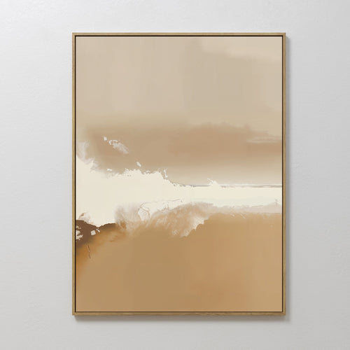 Original hand painted warm amber sandy beige abstract oil painting canvas wall art, nordic scandinavian elegant luxury modern living room home decor i