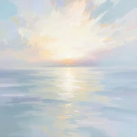 Pearl Reverie Coastal Deep Painting Art - Square