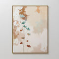 Original hand painted teal rust ivory wildflower botanical oil painting canvas wall art, nordic scandinavian elegant luxury minimalist modern home dec