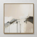 Original hand painted beige ivory black abstract oil painting canvas wall art with dripping brushstrokes, nordic scandinavian elegant luxury modern ho