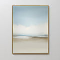 Original hand painted soft blue ivory beige coastal mist oil painting canvas wall art, nordic scandinavian elegant luxury minimalist modern home decor