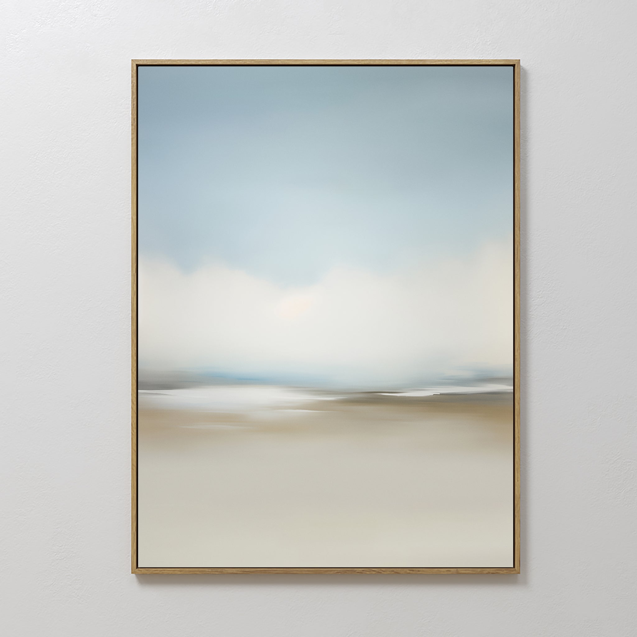 Original hand painted soft blue ivory beige coastal mist oil painting canvas wall art, nordic scandinavian elegant luxury minimalist modern home decor