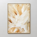 Hand painted original golden beige white abstract oil painting canvas wall art, bold brushstrokes nordic scandinavian elegant luxury modern home decor