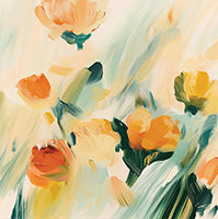 Golden Bloom Organic Abstract Painting Art - Horizontal