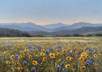 Golden Bloom Atmospheric Painting Art - Vertical