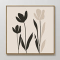 Original hand painted black beige tulip silhouette oil painting canvas wall art, nordic scandinavian elegant luxury minimalist botanical modern home d