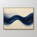 Original hand painted navy blue flowing wave abstract oil painting canvas wall art, nordic scandinavian elegant luxury minimalist modern living room h