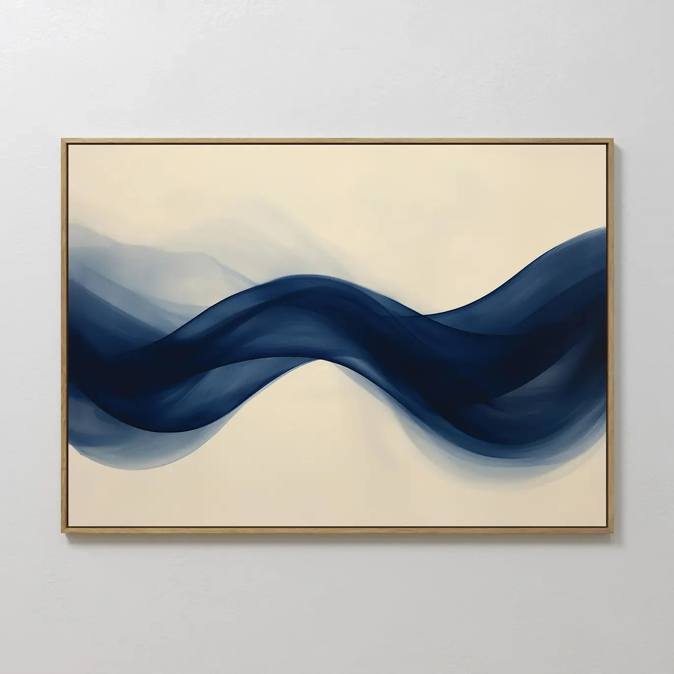 Original hand painted navy blue flowing wave abstract oil painting canvas wall art, nordic scandinavian elegant luxury minimalist modern living room h