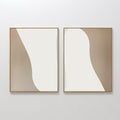 Original hand painted beige ivory organic abstract oil painting canvas wall art set of 2, nordic scandinavian elegant luxury minimalist modern living