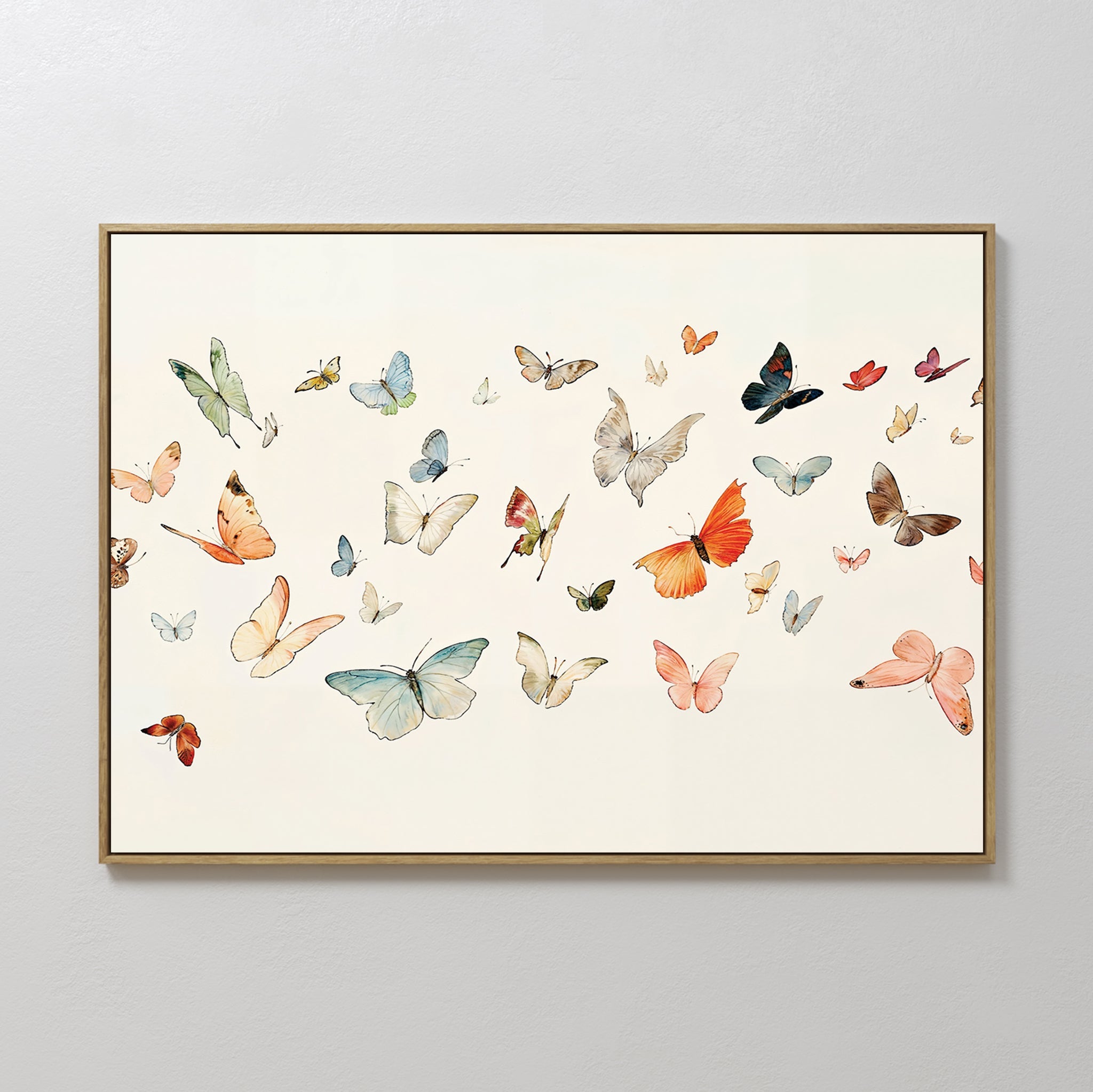 Original hand painted multicolor butterfly swarm oil painting canvas wall art, nordic scandinavian elegant luxury minimalist modern living room home d