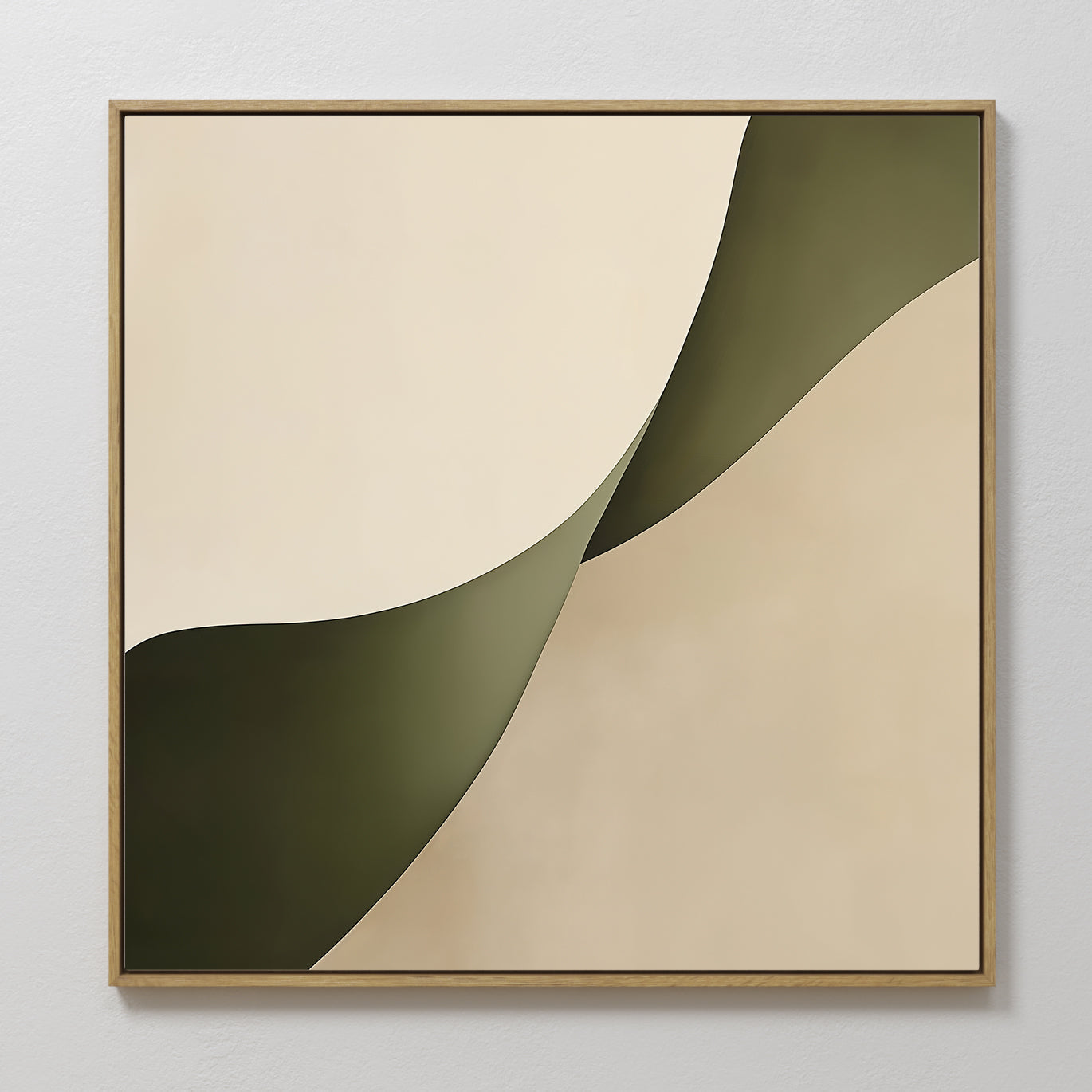 Original hand painted olive green cream abstract oil painting canvas wall art, nordic scandinavian elegant luxury minimalist modern living room home d