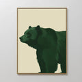 Original hand painted emerald green bear silhouette oil painting canvas wall art, nordic scandinavian minimalist elegant luxury modern living room hom