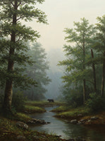 Mist Solitude Atmospheric Deep Painting Art - Vertical