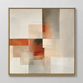 Original hand painted sienna burnt orange ivory geometric abstract oil painting canvas wall art, nordic scandinavian elegant luxury modern living room