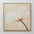 Hand painted original ivory white tulip floral oil painting canvas wall art, nordic scandinavian elegant luxury minimalist modern home decor interior