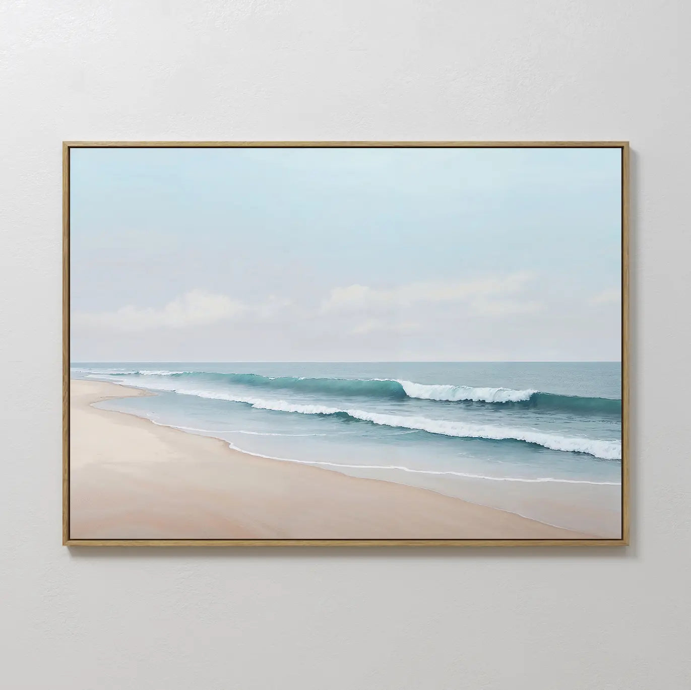 Teal Ebb Coastal Painting Art - Vertical