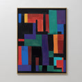 Original hand painted black geometric abstract oil painting canvas wall art bold teal red purple blue blocks nordic modern elegant luxury home decor i