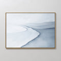Original hand painted icy white blue-grey coastal abstract oil painting canvas wall art, nordic scandinavian elegant luxury minimalist modern home dec