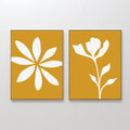 Original hand painted ochre white botanical silhouette oil painting canvas wall art set, nordic scandinavian minimalist elegant luxury modern home dec