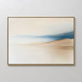 Original hand painted sandy beige ocean blue abstract coastal oil painting canvas wall art, nordic scandinavian elegant minimalist luxury modern home